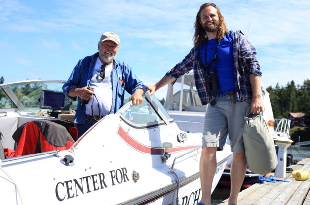 Ken Balcomb from the Center for Whale Research (left) and Prof Darren Croft