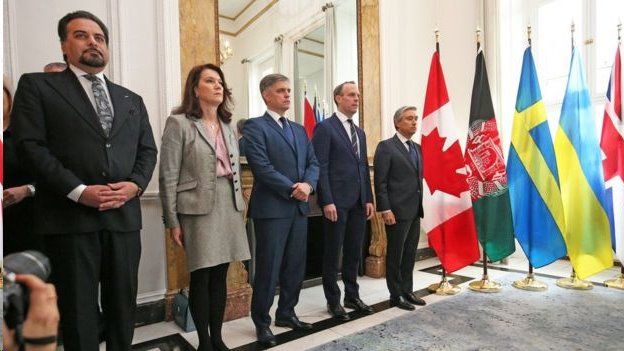 وزرای خارجه پنج کشور کانادا، بریتانیا، سوئد، اوکراین و افغانستان در نشست امروز لندن شرکت کردند