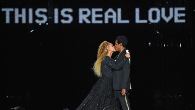 Le rappeur américain Jay-Z et sa femme Beyoncé, méga-star de la musique.