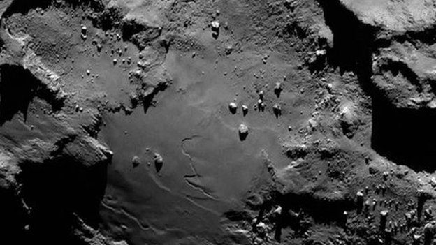 Close up image of comet 67P/Churyumov-Gerasimenko taken at a distance of 130 km