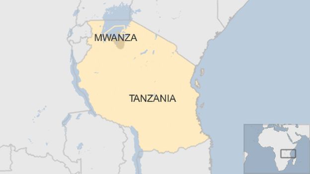 Tanzania map with Mwanza district highlighted