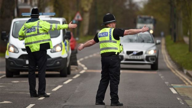 North Yorkshire Police officers stopping motorists to check travel is essential