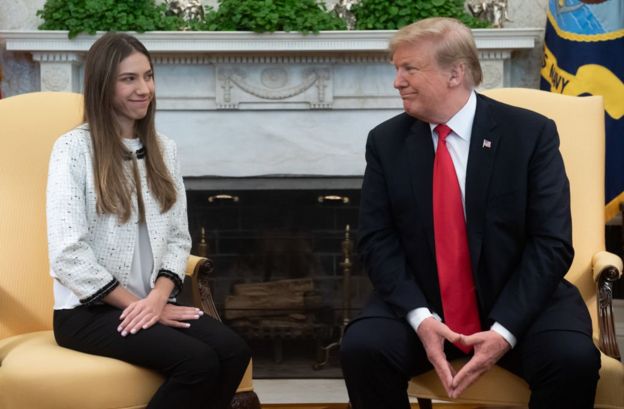 Fabiana Rosales y Donald Trump