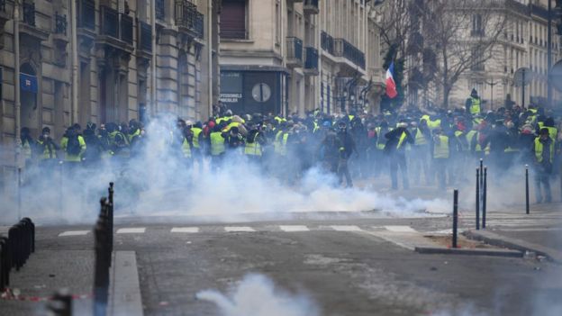 Manifestantes en París