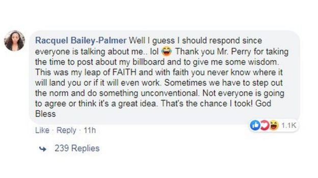 Racquel Bailey Facebook response