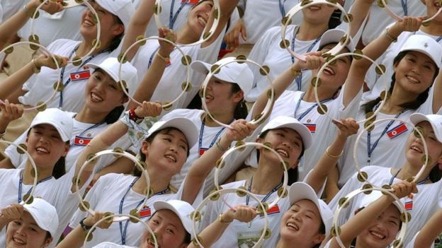 Animadoras norcoreanas en las Olimpiadas de Invierno el pasado mes de febrero en Corea del Sur.