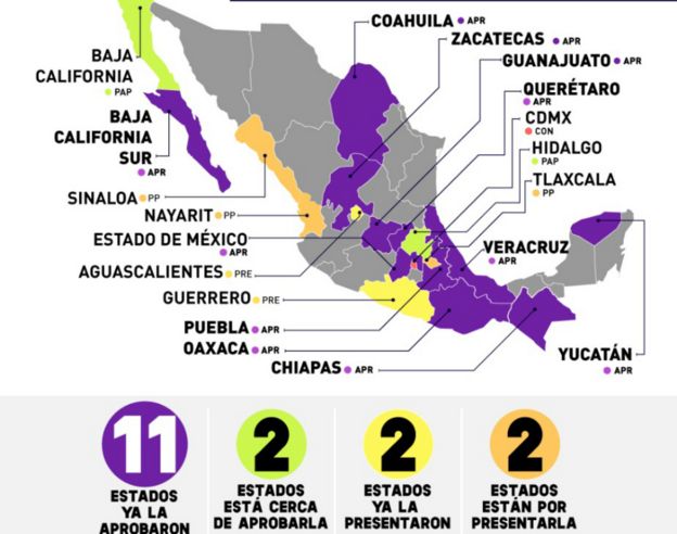 11 estados de México han aprobado la Ley Olimpia.