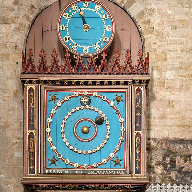 El reloj de la Tierra, la Luna y el Sol de la Catedral de Exeter