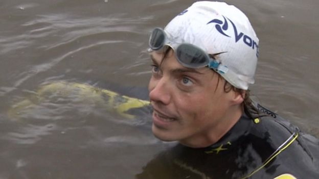 Man Attempts Record Swim Of The River Severn Bbc News 