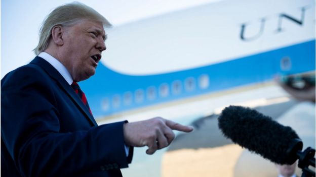 US President Donald Trump speaks to the press before boarding Air Force One at Andrews Air Force Base October 28, 2019