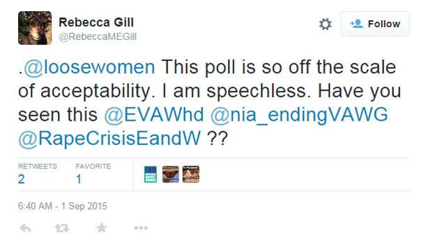 Rebecca Gill tweeted that the poll was 'off the scale of acceptability'