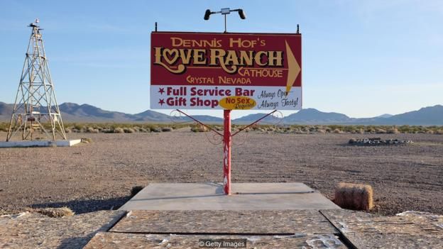 Placa de bordel legal em Nevada, nos EUA