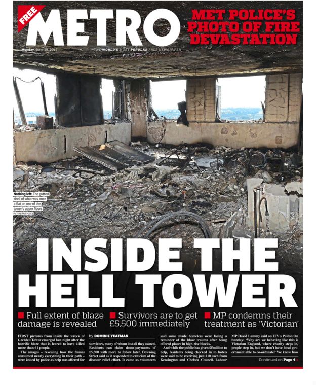 Newspaper Review Grenfell Tower Inside Hell Bbc News