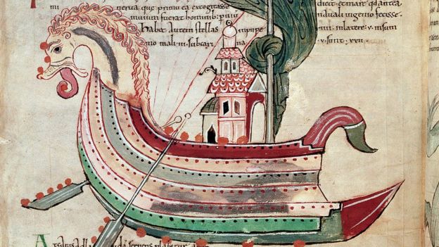 Dibujo de barco vikingo del siglo X