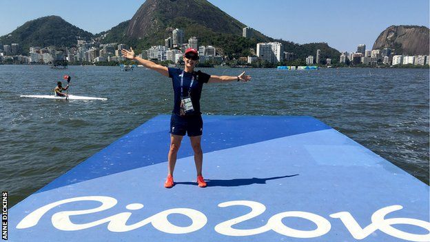 Anne Dickins at the Lagoa in Rio on her race day during the 2016 Paralympics