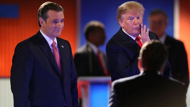 Ted Cruz y Donald Trump en un debate