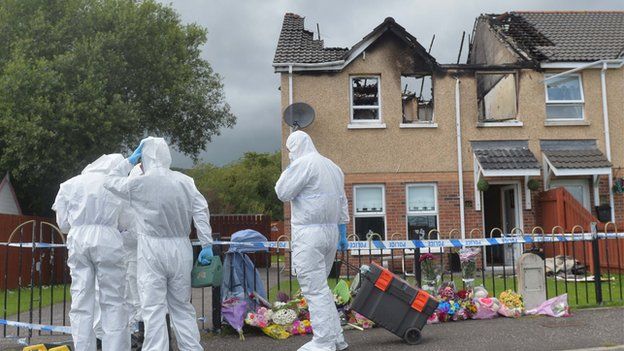 Forensic investigators inspected the murder scene in west Belfast on Tuesday