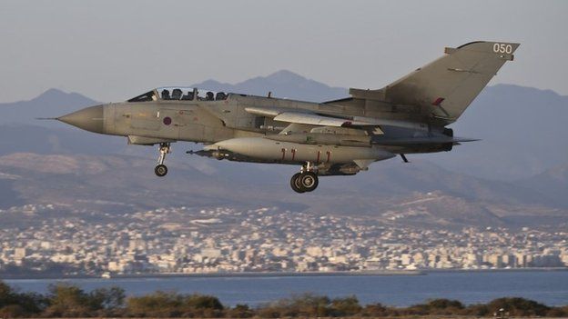 RAF Tornado returning to RAF Akrotiri in Cyprus after an armed mission last year