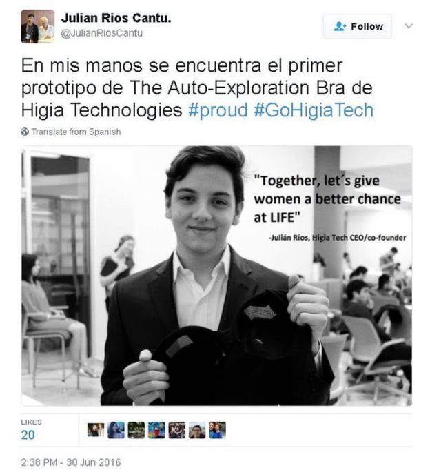 Tuíte de Julian Cantu