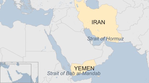 Map of the Straits of Hormuz and Bab al-Mandab