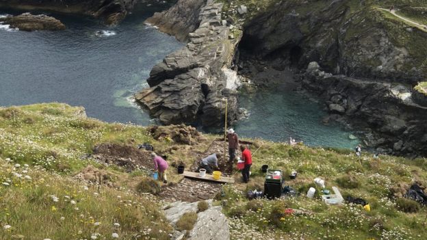 The excavation site at Tintagel Castle