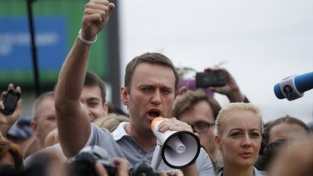 Alexei Navalny after release from jail in July 2013