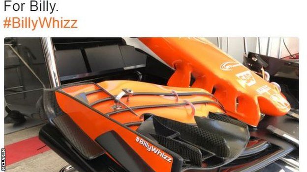 McLaren car with #BillyWhizz sticker