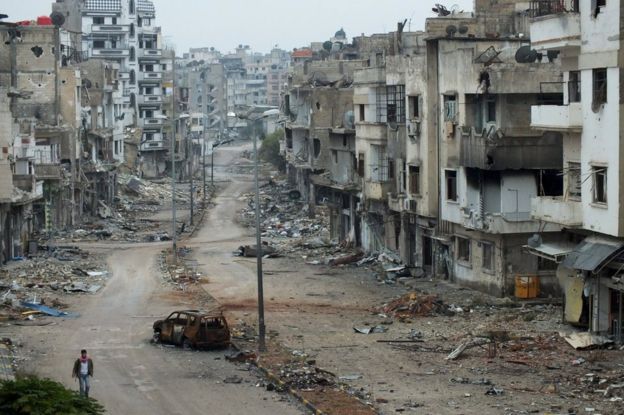 Destruição em Homs, na Síria
