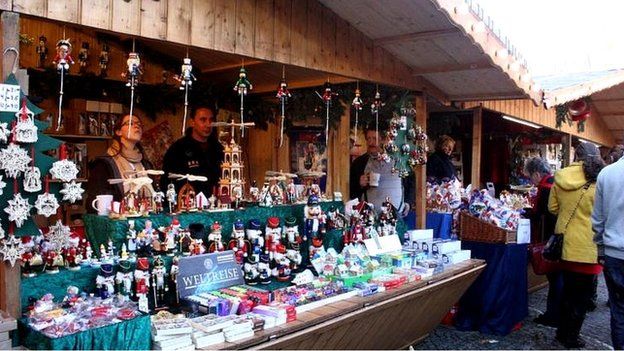 Christmas market stall in Manchester