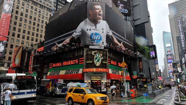 Gareth Bale on a Times Square billboard