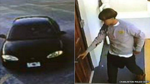 Images of suspect and vehicle released by Charleston police. 18 June 2015
