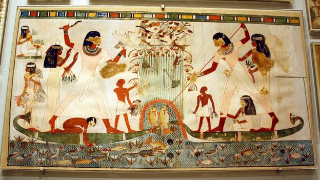 Pinturas egipcias con distintas actividades cooperativas.