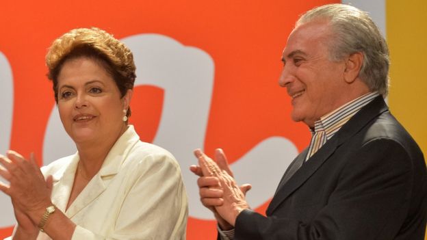 Dilma e Temer durante a campanha