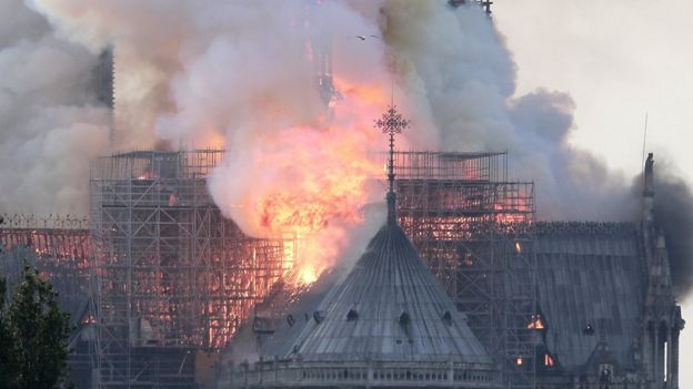 Catedral de Notre-Dame tomada pelo fogo
