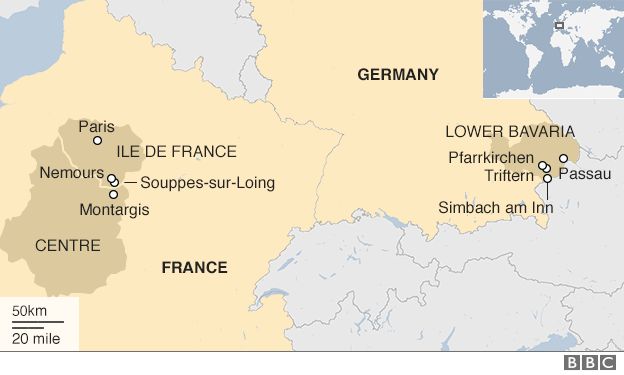 Flood-hit areas in France and Germany