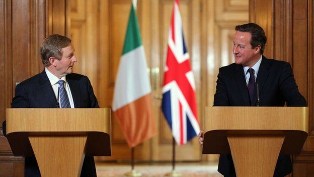 Irish Taoiseach Enda Kenny (left) and Prime Minister David Cameron at a press conference