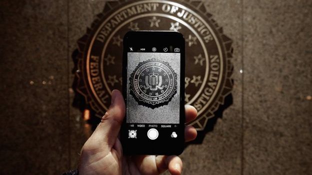 iPhone with FBI symbol