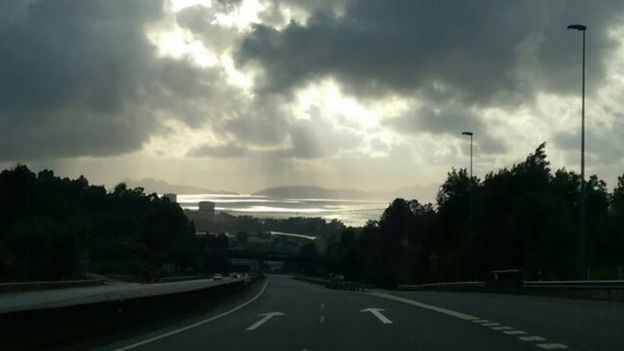 Paisaje de Vigo, en Galicia, con las Islas Cíes al fondo.