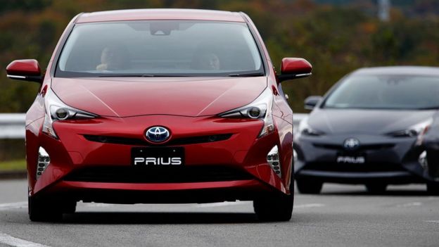 Toyota Prius being test driven in Japan