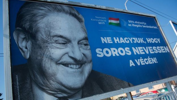 Macaristan hükümeti Soros'a karşı pankartlarla bir kampanya başlattı