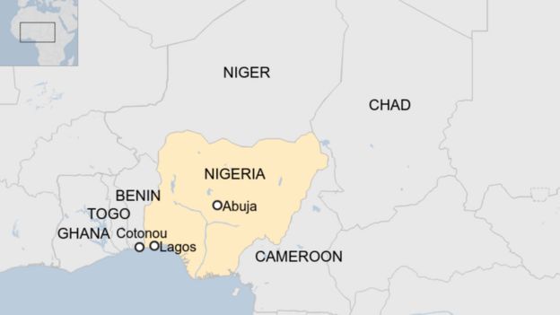 Map of countries surrounding Nigeria
