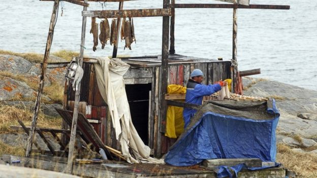 Pescador en Groenlandia