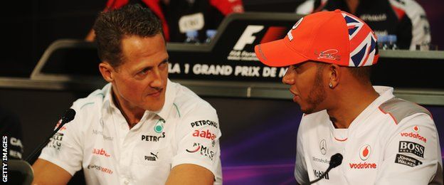 Michael Schumacher and Lewis Hamilton speaking ahead of the 2012 Monaco Grand Prix