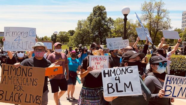 Hmong protesters supporting BLM