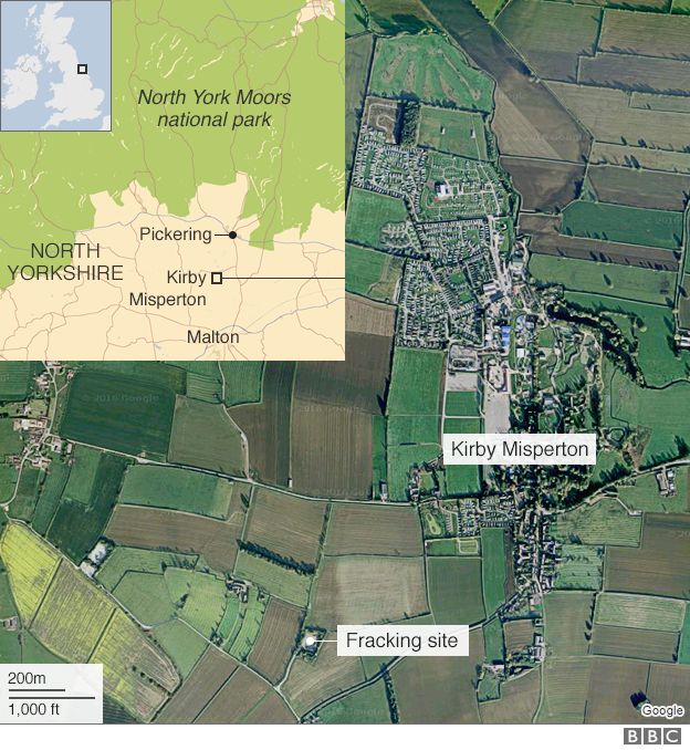 Map of Kirby Mispeton and the fracking site
