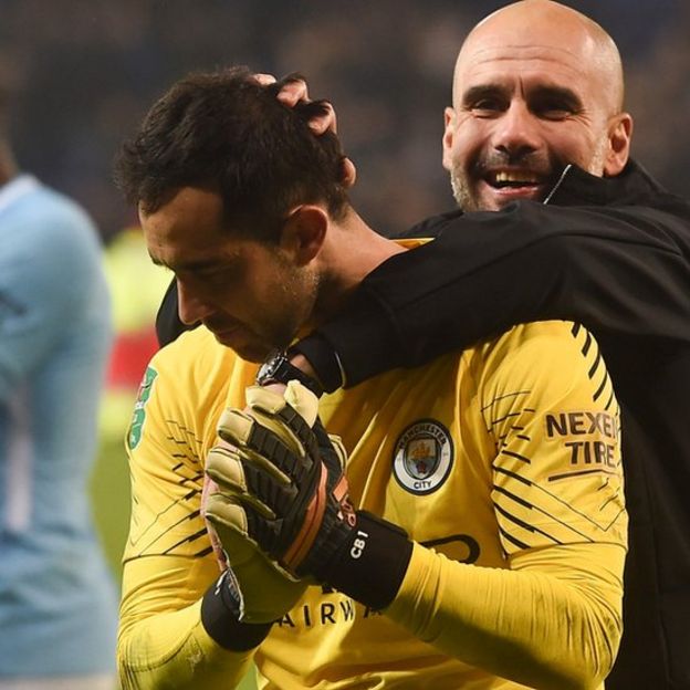 Claudio Bravo y Pep Guardiola