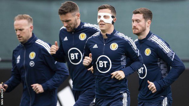 Callum McGregor training with the Scotland squad in Edinburgh on Sunday
