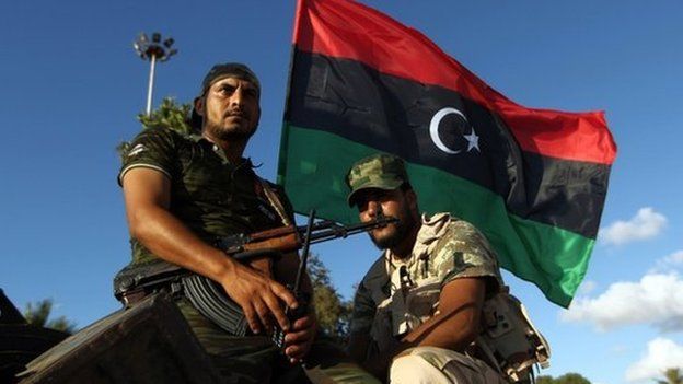 Libyan troops during a demonstration calling on the international community to arm the Libyan army