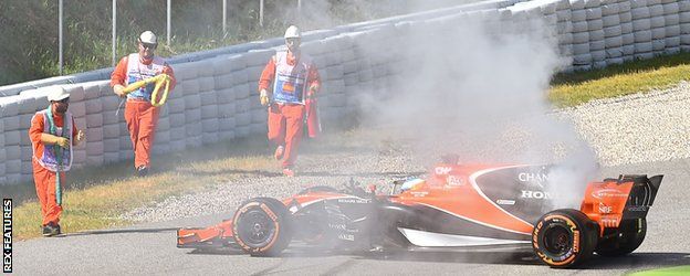 Fernando Alonso's McLaren breaks down