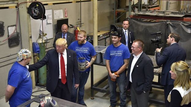 Donald Trump tours Staub Manufacturing Solutions in Dayton, Ohio in September.